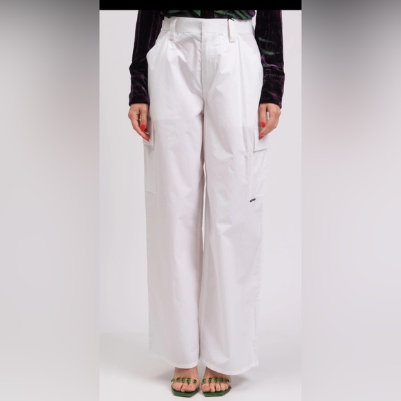 T By ALEXANDER WANG Poplin Cargo Trousers US4 UK8 IT40 S White Wide Leg RRP€452 - Picture 4 of 8